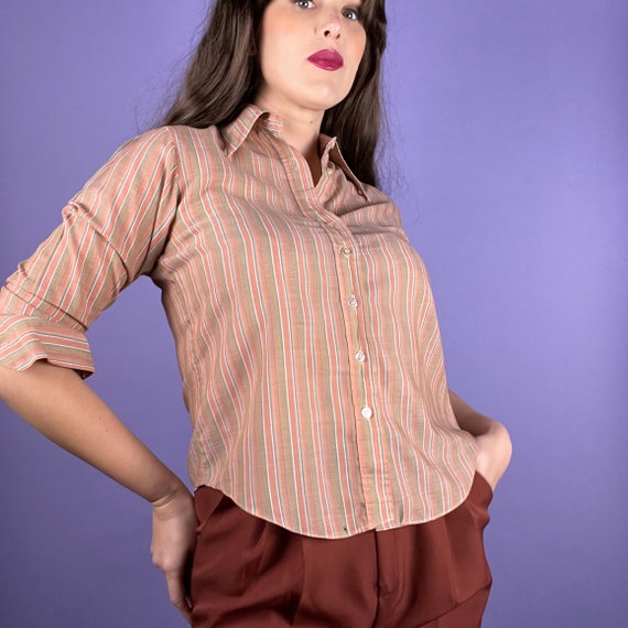 70’s Vintage Earth Tone Striped Shirt by Currants - image 9