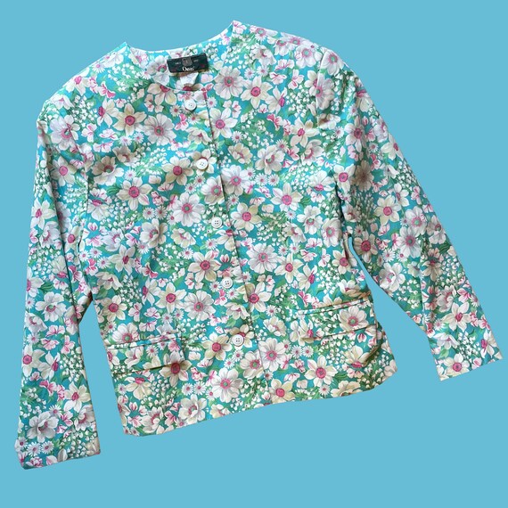 80s Vintage Pastel Floral Jacket - image 5