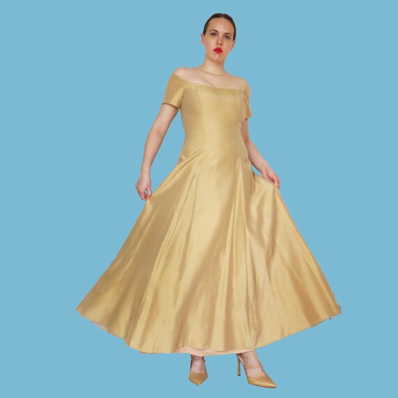 Vintage 70's Golden Taupe Evening Dress - image 2