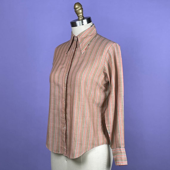 70’s Vintage Earth Tone Striped Shirt by Currants - image 4