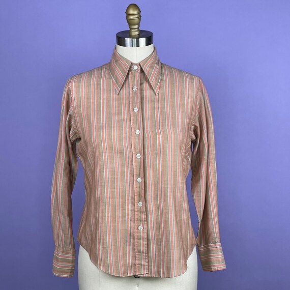 70’s Vintage Earth Tone Striped Shirt by Currants - image 2