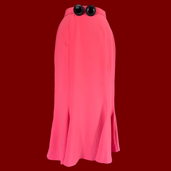 70s Coral Trumpet Skirt – Vintage High Waist Midi… - image 1