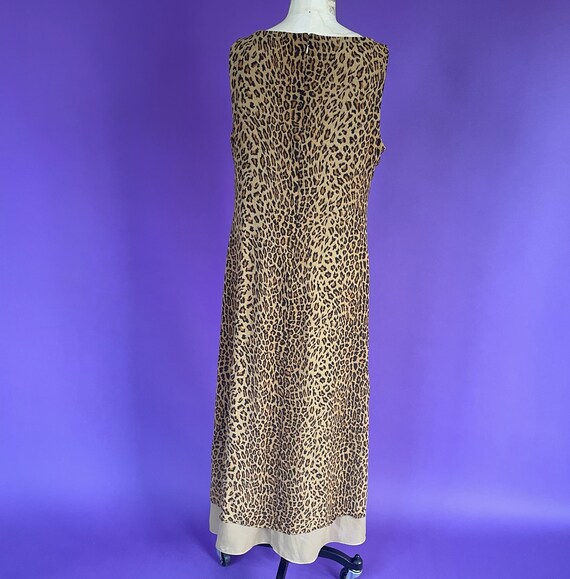 90s Sleeveless Leopard Print Maxi Dress - image 6