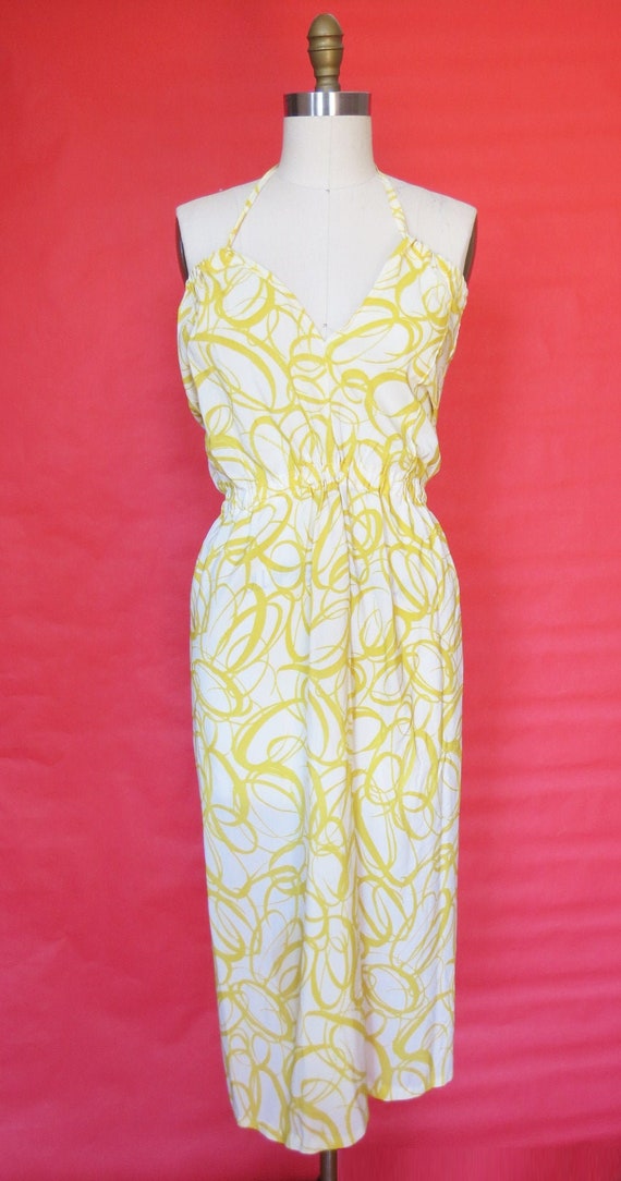 1960s Vintage Yellow & White Convertible Day Dress