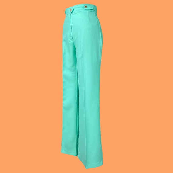 Vintage 70's Sea Foam Green Bell Bottoms - image 2