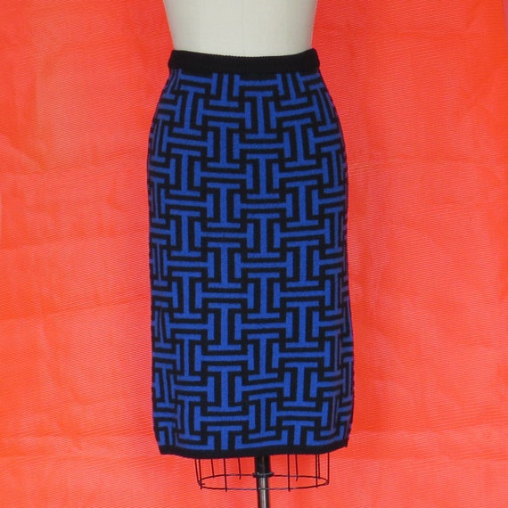 1990s Vintage Black & Blue Christian Dior Skirt