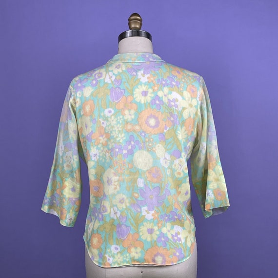 Vintage 60’s Psychedelic Pastel Floral Shirt. - image 7