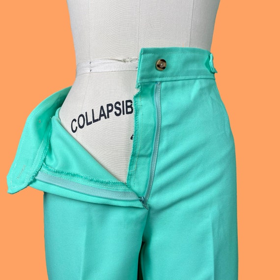 Vintage 70's Sea Foam Green Bell Bottoms - image 10