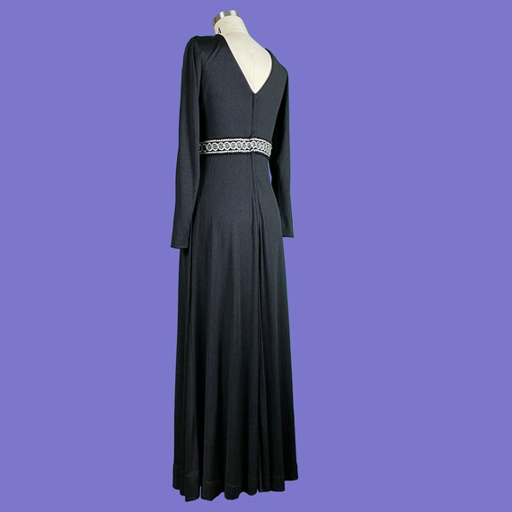 Vintage 60's Black Empire Waist Dress with Decora… - image 4