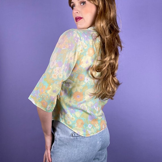 Vintage 60’s Psychedelic Pastel Floral Shirt. - image 2