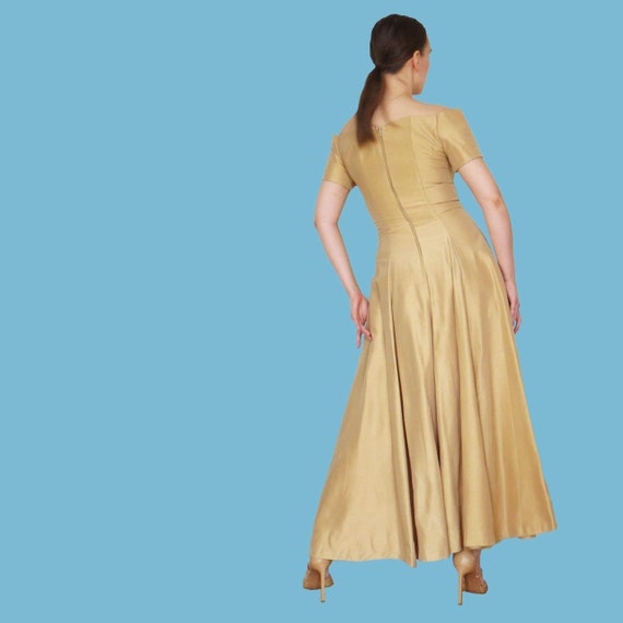 Vintage 70's Golden Taupe Evening Dress - image 3