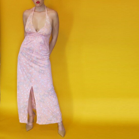 1970s Vintage Peace Dove Halter Dress