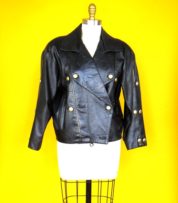 1980s Black & Gold Leather Jacket