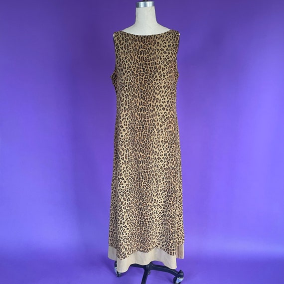 90s Sleeveless Leopard Print Maxi Dress - image 7