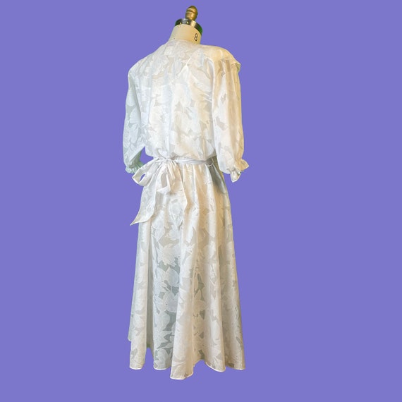 Vintage 80's Sheer White Floral Dress - image 6