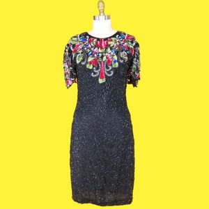 Vintage 1980s Beaded Cocktail Dress image 10