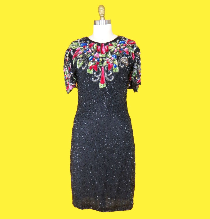 Vintage 1980s Beaded Cocktail Dress image 10