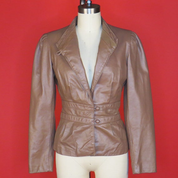 Vintage 80's does the 40's Light Brown Leather Ja… - image 4