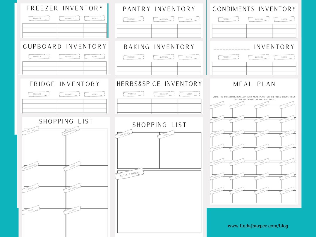 Kitchen INVENTORY, Meal PLANNER, SHOPPING List Pdf Digital Download 11 ...