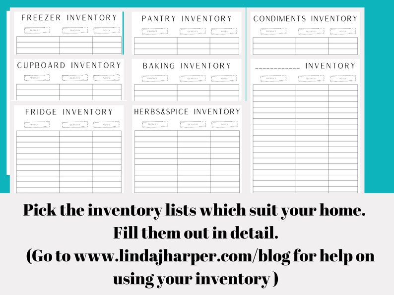 Kitchen INVENTORY, Meal PLANNER, SHOPPING List Pdf Digital Download 11 ...