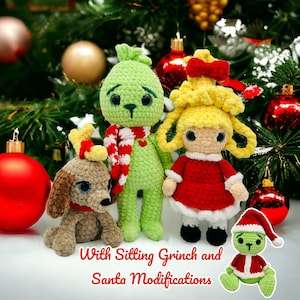 Low Sew Christmas Meanie Bundle  4-IN-1 | Amigurumi | Crochet Doll Pattern | With Maximus  Pattern | Accessories