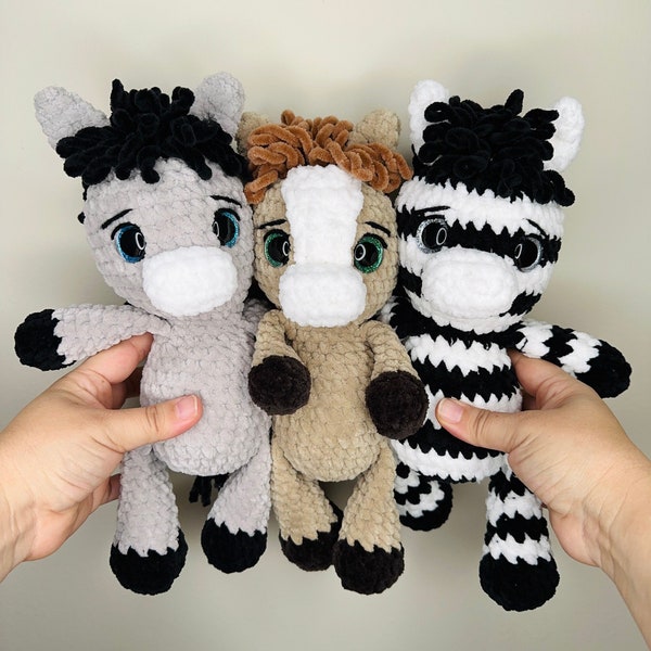 Cheval, âne et zèbre 3-en-1 | Amigurumi | Patron au crochet