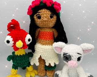 Ocean Princess and Friends Bundle | Amigurumi | Crochet Doll Pattern | Crochet pig, Crochet Rooster | Crochet