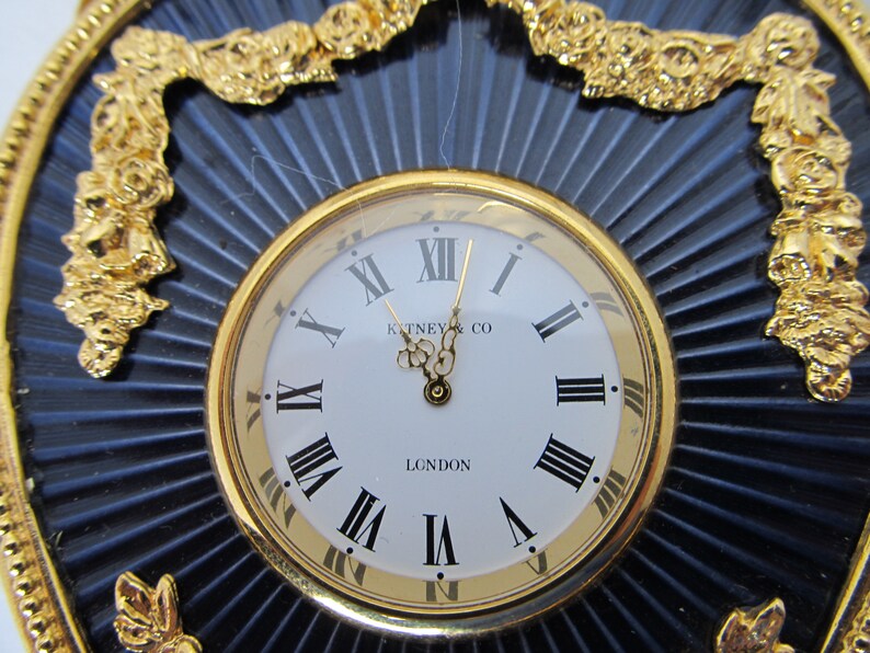 RARE Kitney & Co. Cobalt Blue Table Top Clock in leatherette Etsy