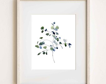 Eucalyptus Art Print: Botanical Watercolor Wall Art Prints on Paper or Canvas
