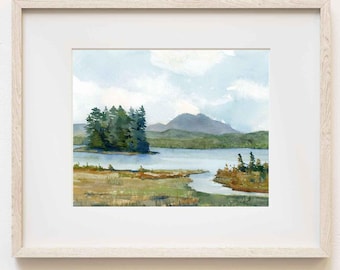 Raquette Lake Watercolor Art Print: Adirondacks Painting