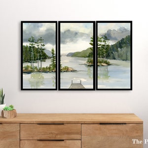 Set of 3 Lake George Islands prints, fine art giclee prints triptych in various sizes, Adirondack Lake style wall art
