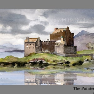 Eilean Etsy Painting, Wall Watercolor Sizes - Highlands, Scottish Various Donan Scotland Castle of Art Print Available