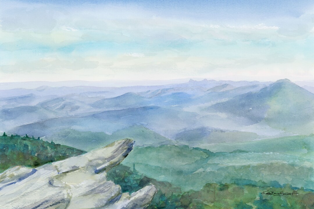 Blue Ridge Mountains Art Print: Rough Ridge Trail Watercolor - Etsy