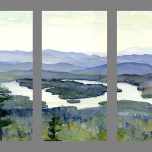 Set of 3 Lake Placid prints, fine art giclee prints, triptych in various sizes, Adirondack Lake style wall art