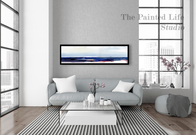 Colorful Panoramic Abstract Landscape art print of original watercolor print wall decor in various sizes