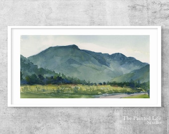 Mount Mansfield Watercolor Art Print: Vermont Peak Landscape, Wide Format Prints