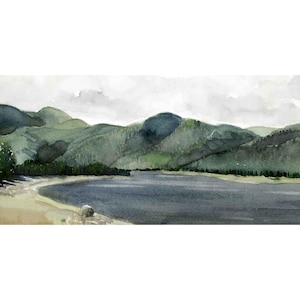 Ashokan Reservoir Watercolor Print: Catskills Lake Art, Paper or Ready to Hang Canvas