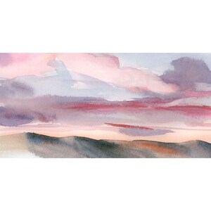 Pink Sunset Mountain Art Print: Abstract Landscape, Colorful Wall Art