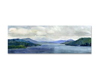 Adirondack Lake Sacandaga Panoramic Watercolor Art Print