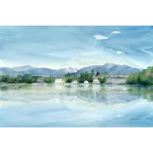 Mirror Lake Watercolor Art Print: Lake Placid Adirondacks Wall Decor
