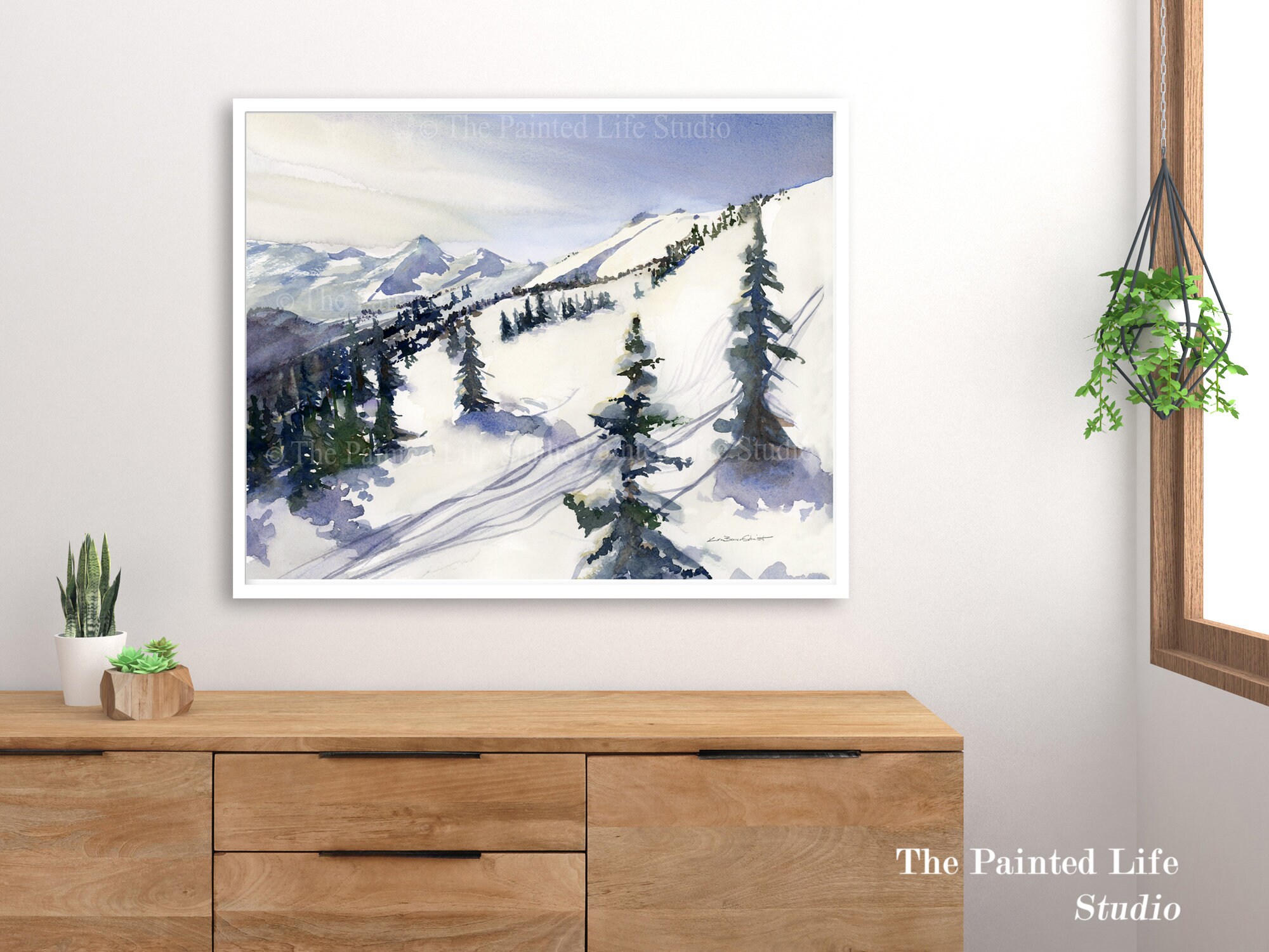 Ski Slopes art print winter skiing mountain wall art print in Etsy