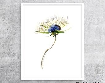 Dandelion Watercolor Print: Botanical Wall Art, Single Flower