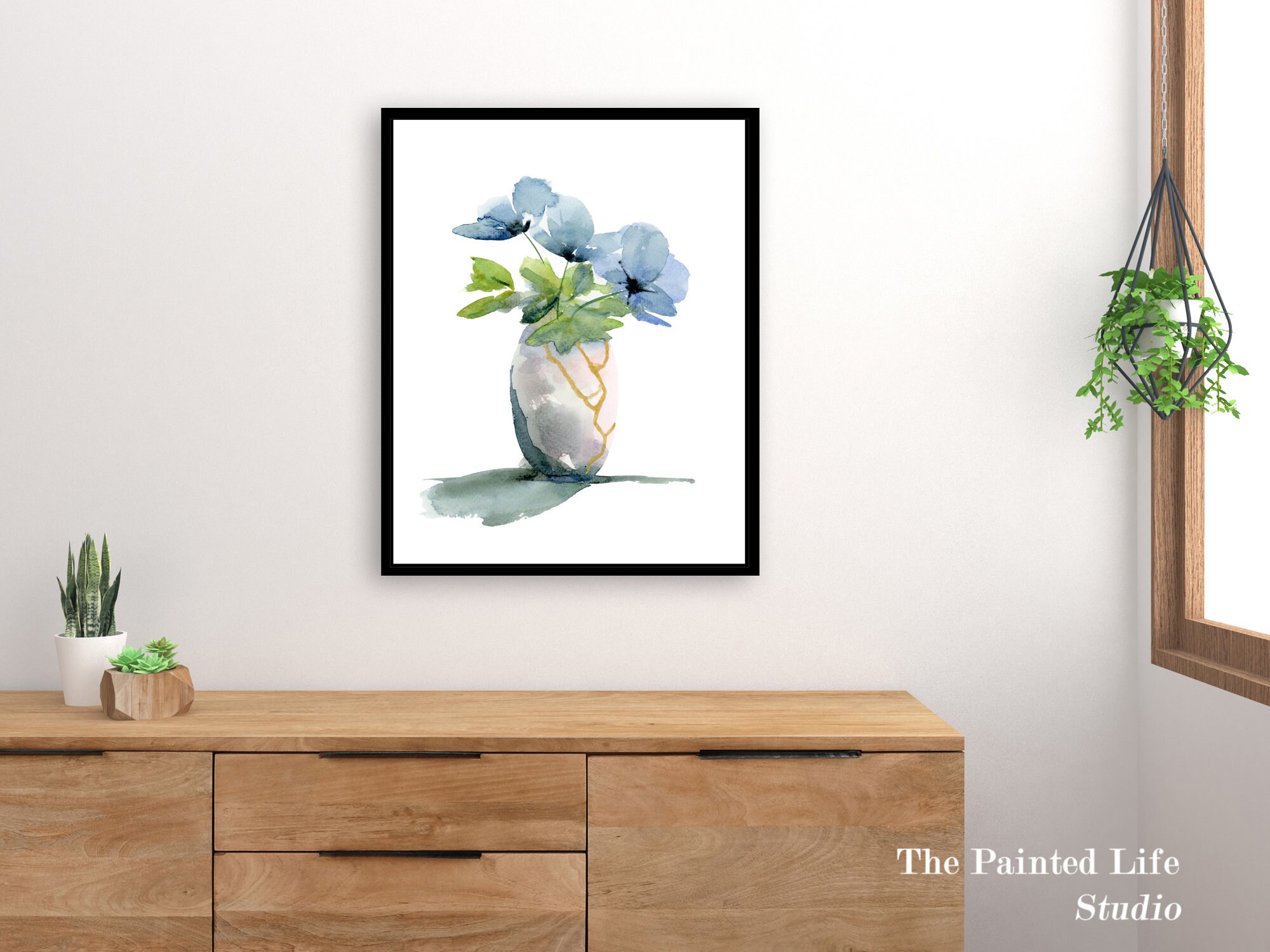 Kintsugi Vase and Poppies Art Print From Original Watercolor | Etsy
