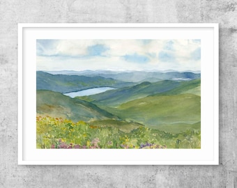 Craggy Pinnacle Art Print: Blue Ridge Mountain Summit Watercolor Painting