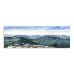 View from Mount Marcy Panoramic Art Print, High Peaks Adirondack Summit, prints on stretched canvas or paper