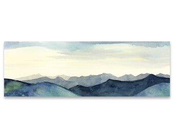 Mountain Layers print, View from Cascade Mountain art print, painting of Adirondack Mountain summit in the High Peaks Wilderness at dusk