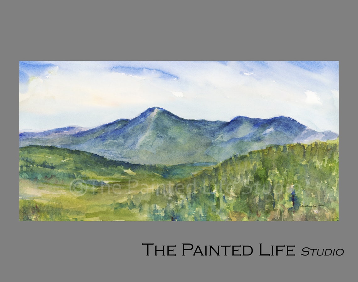 Mount Mansfield Print Vermont Peak Watercolor Art Print in Etsy