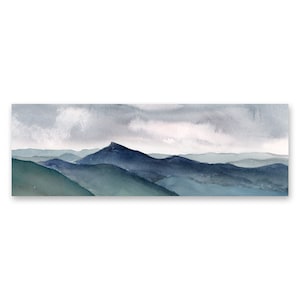 Camel's Hump Vermont, art print of watercolor painting of Camels Hump from Mount Mansfield in the Green Mountains of VT, wide panoramic art