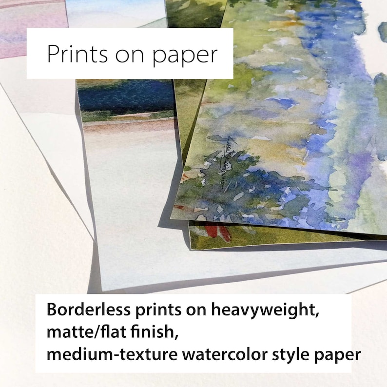 May include: Borderless prints on heavyweight, matte/flat finish, medium-texture watercolor style paper. Prints on paper.