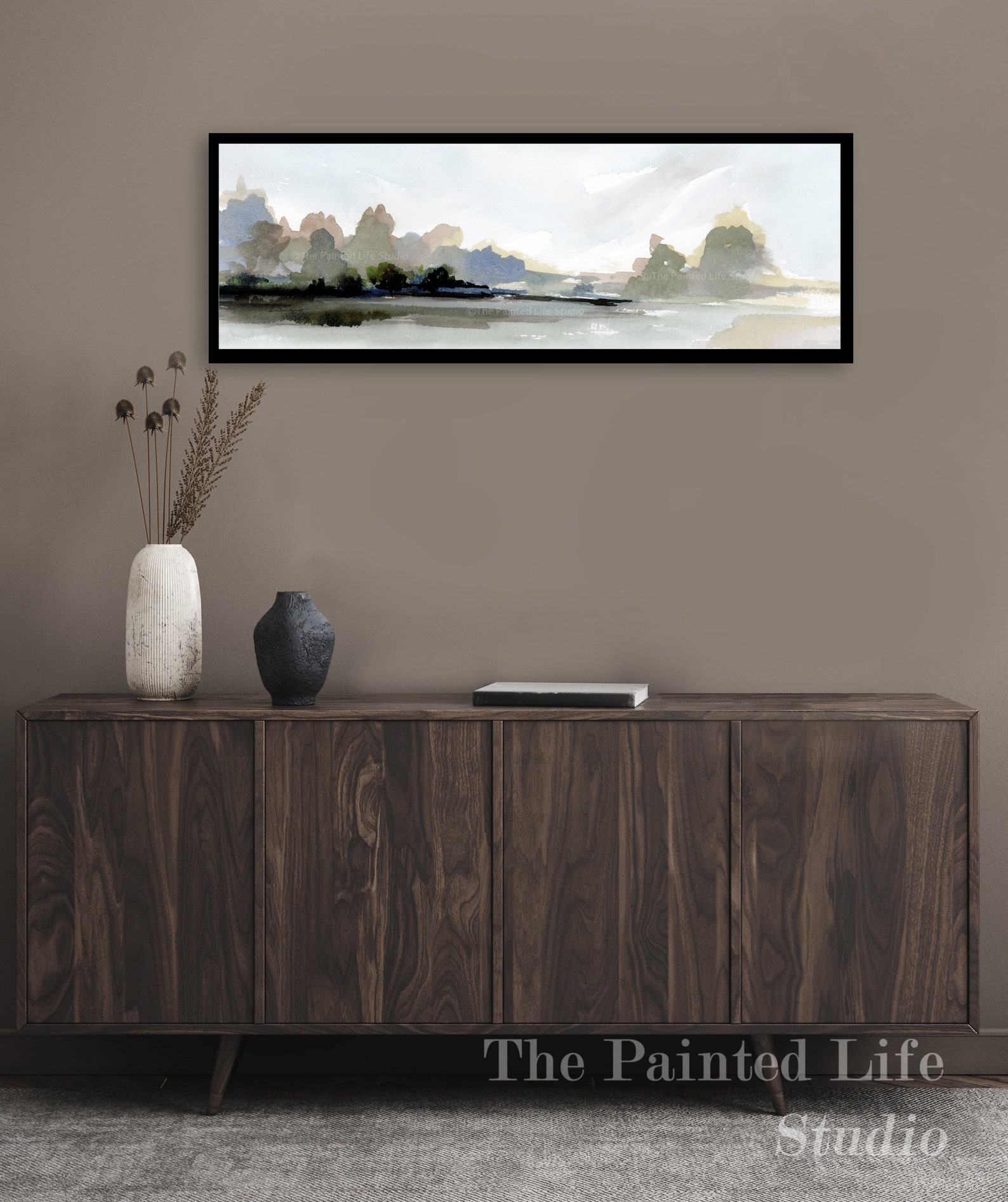 Neutral Colors Panoramic Landscape Print Distant Trees in - Etsy